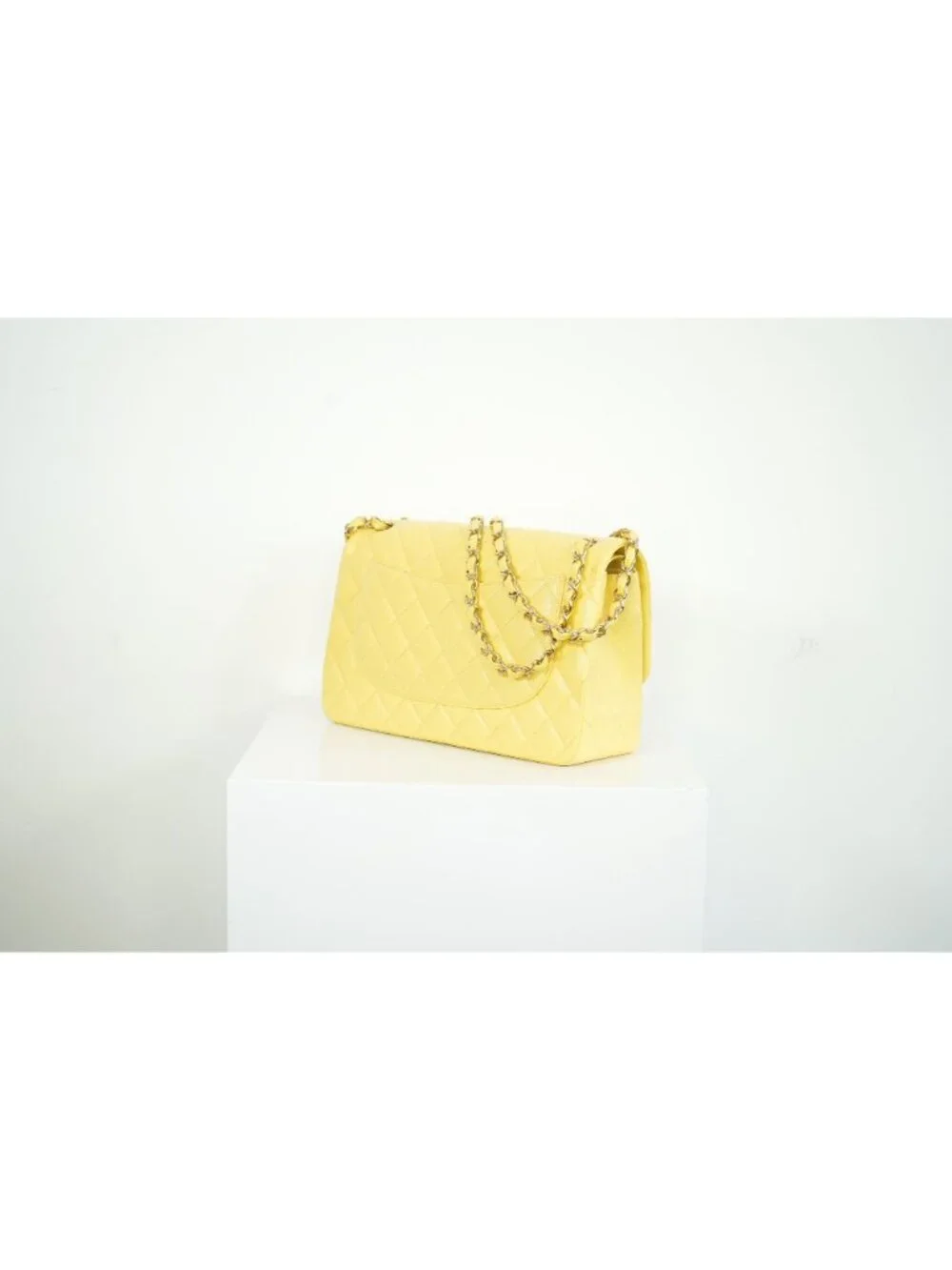 Chanel Flap Caviar Large Double Flap Yellow Full Set